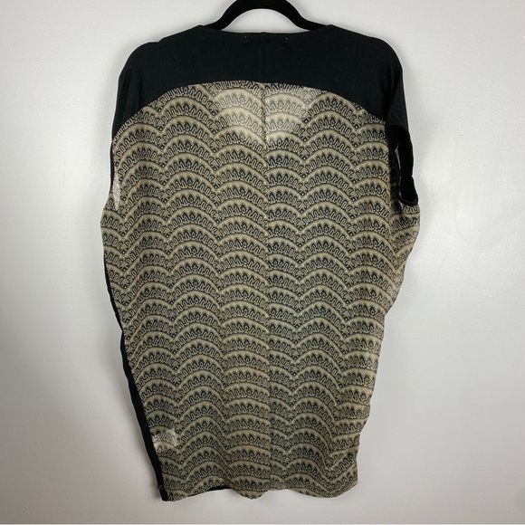 Monk & Lou Black Front Sheer Patterned Back Oversized Cap Sleeve Top Small - Picture 2 of 8